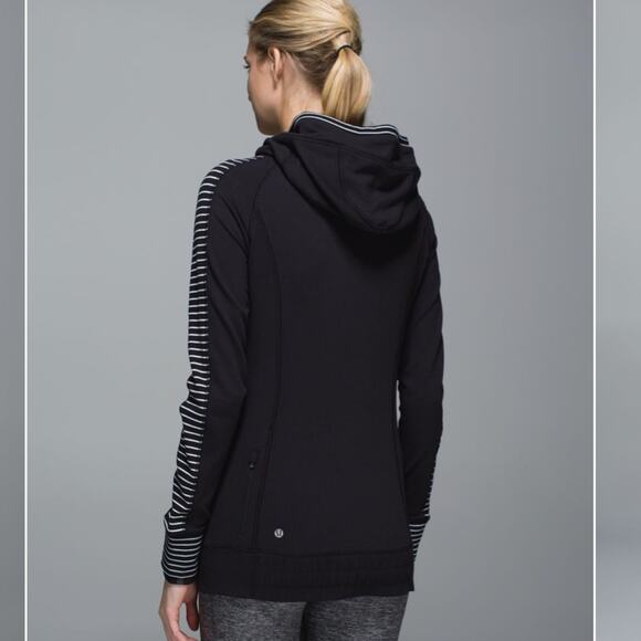 Lululemon Parallel Stiped Black and White Think Fast Hoodie - Picture 8 of 9